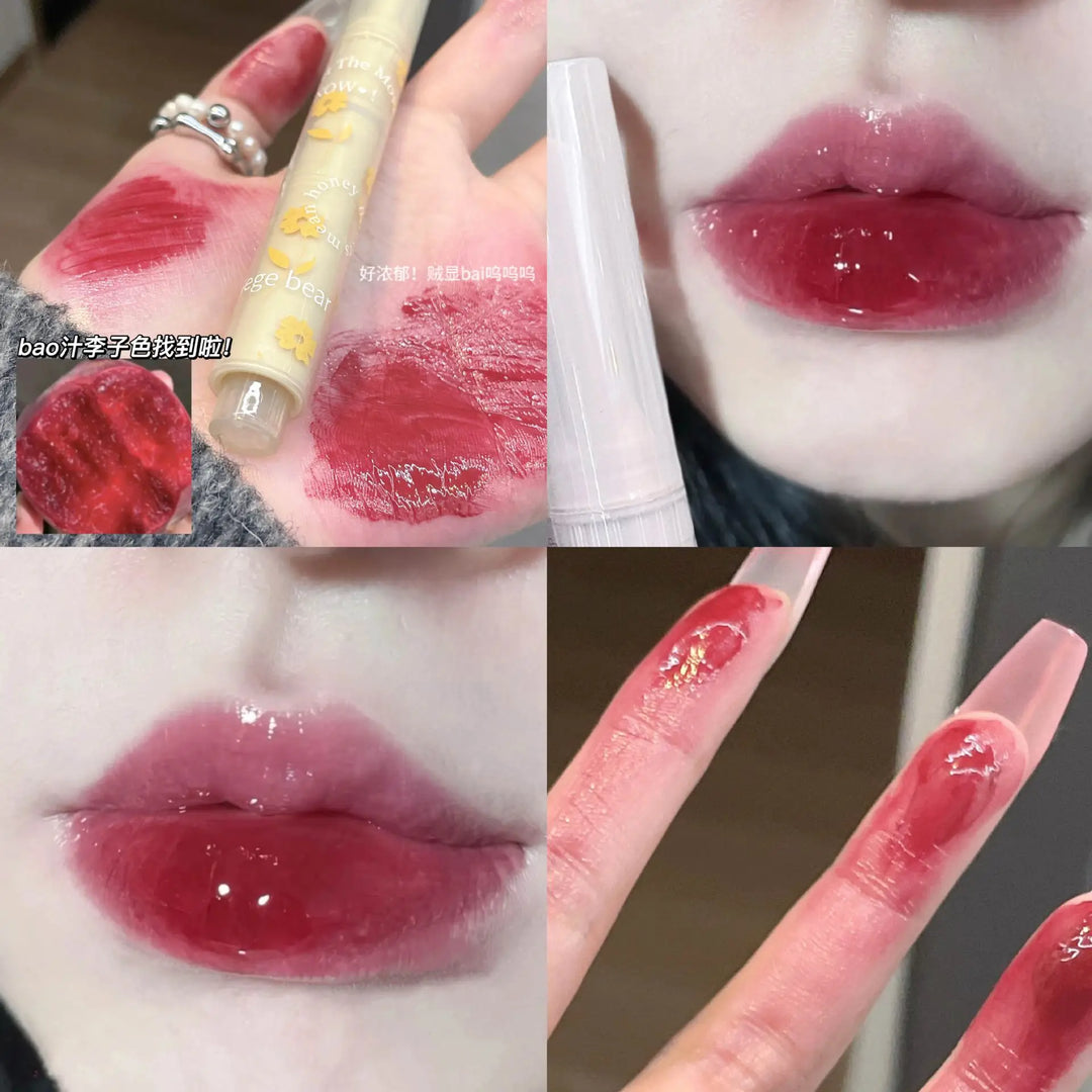 Rynx | Jelly Tint Mirror Lipstick Lip Gloss Non-sticky Cup Mirror Lip Color Heart-shaped Lipstick Moisturizing Lip Gloss Long-lasting