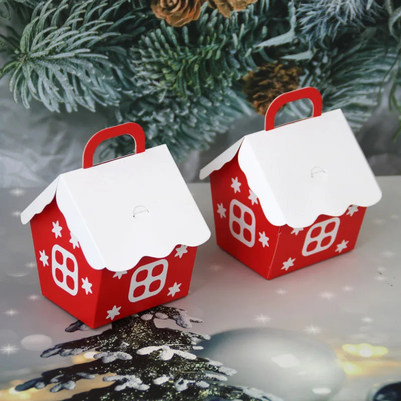 Rynx 10 Pieces Christmas Candy Box Bags Santa Gift Box DIY Cookie Packaging Bag Merry Christmas Party Decoration New Year Kids Gift