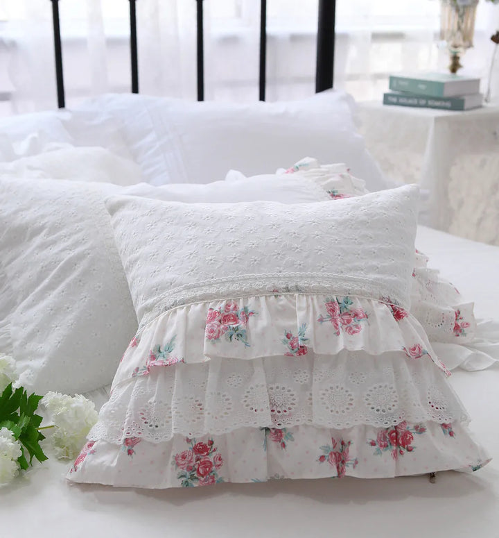 Rynx European Embroidery Pillowcase, Cake Lace Pillowcase, Handcrafted, Elegant Bed Linens, Pillowcase, Sofa Cushion, Top Luxury