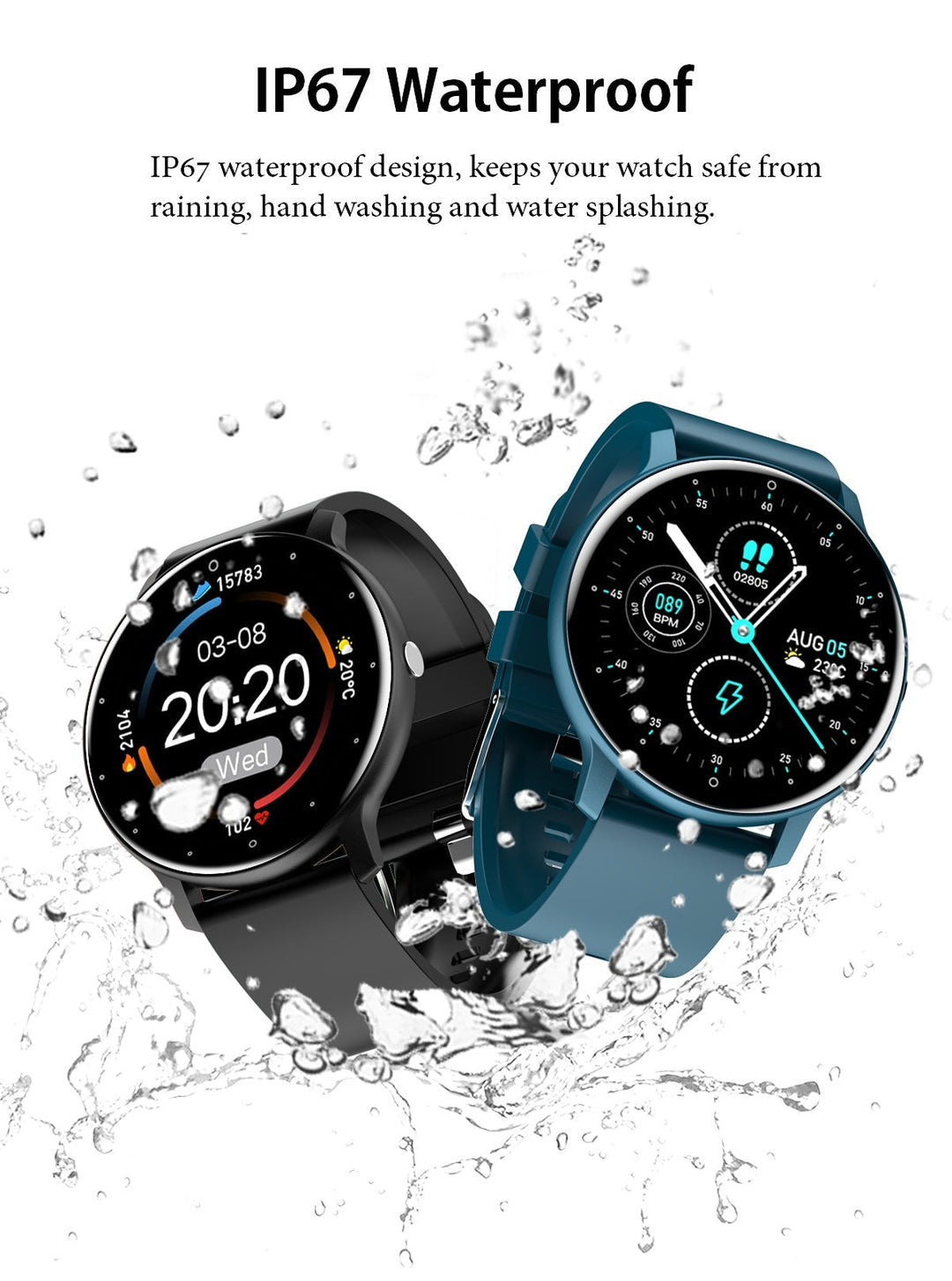 Lisslune | PulseTrack Slim Smartwatch – Waterproof, Health Monitoring & Full-Touchscreen