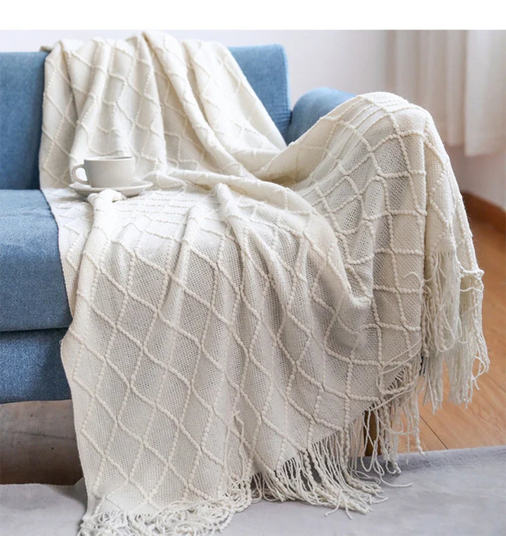 Lisslune | purple diamond knit blanket