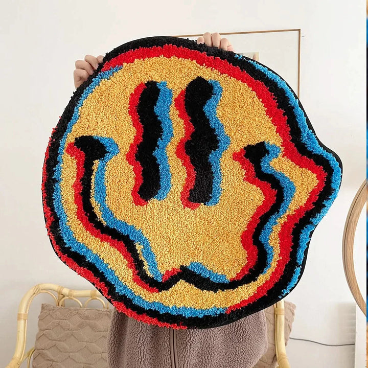 Lisslune | Round Soft Smiley Face Rug – Non-Slip Plush Carpet
