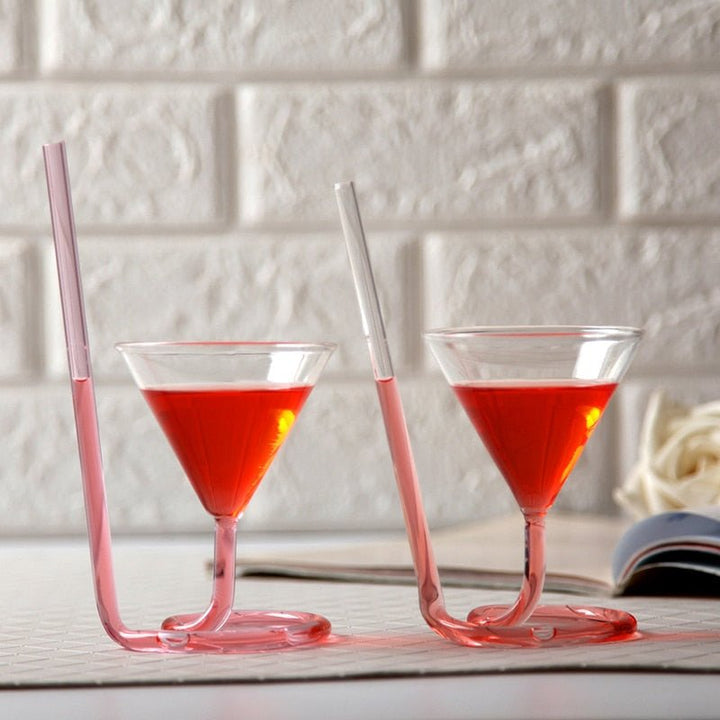 Lisslune | Creative spiral martini cocktail glass with straw