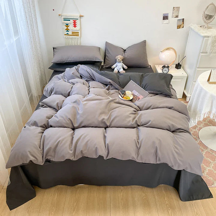 Rynx | Black Bedding Set Soft Bedding Washable Cotton Duvet Cover Pillowcase and Bed Sheet bedding set Home Bedding
