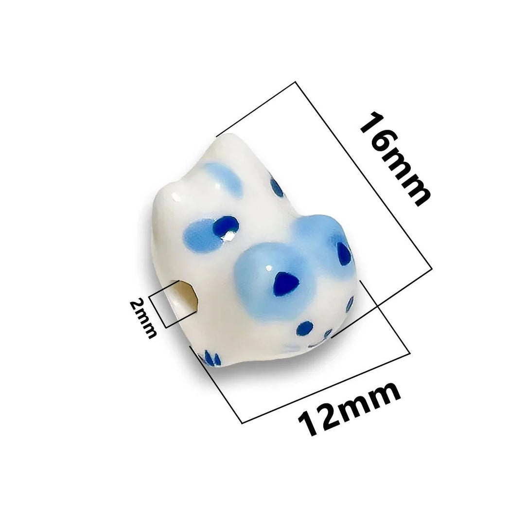 Lisslune | Charming anime-inspired lucky cat ceramic beads for creative jewelry projects - 15x21mm porcelain essentials with vertical hole