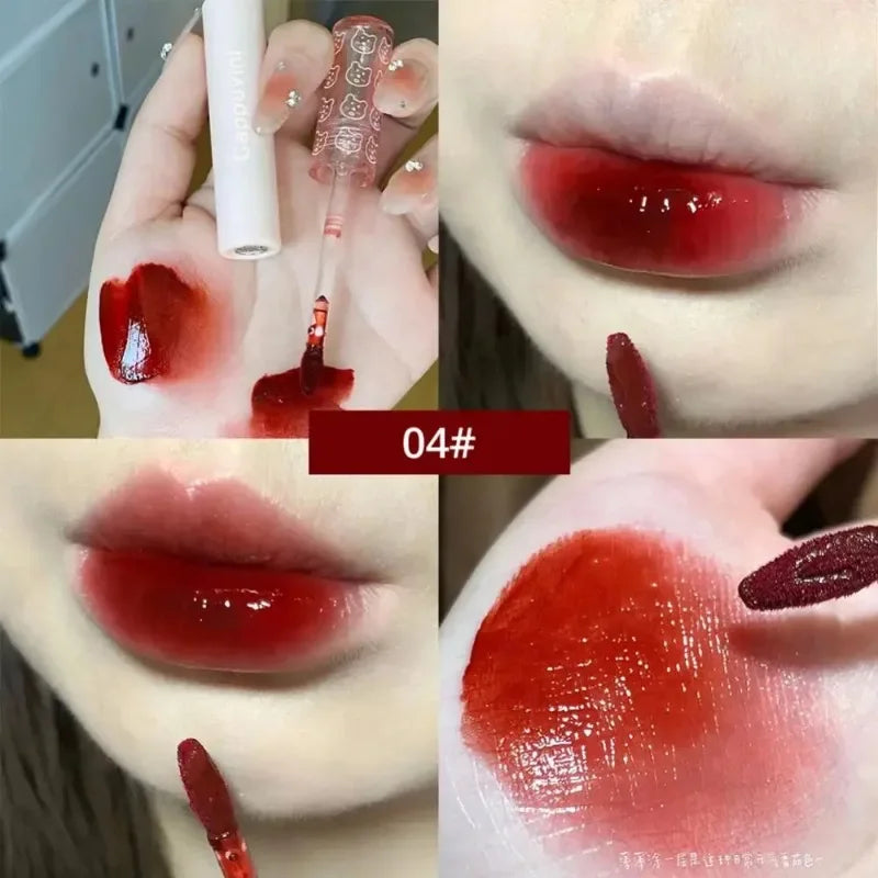 Rynx | Cherry Pink Lip Plumper Gloss Crystal Gel Oil Lip Color Korean Long-lasting Waterproof Lipstick Lip Plumper Liquid Lipstick