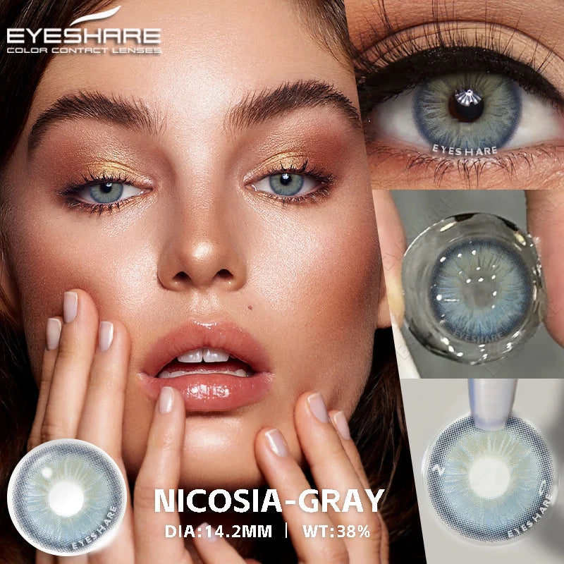 Rynx | 1 Pair of Contact Lenses in Natural Color for the Eyes Fashion Blue Lenses Gray Pupils Brown Lenses Annual Cosmetic Green Lenses