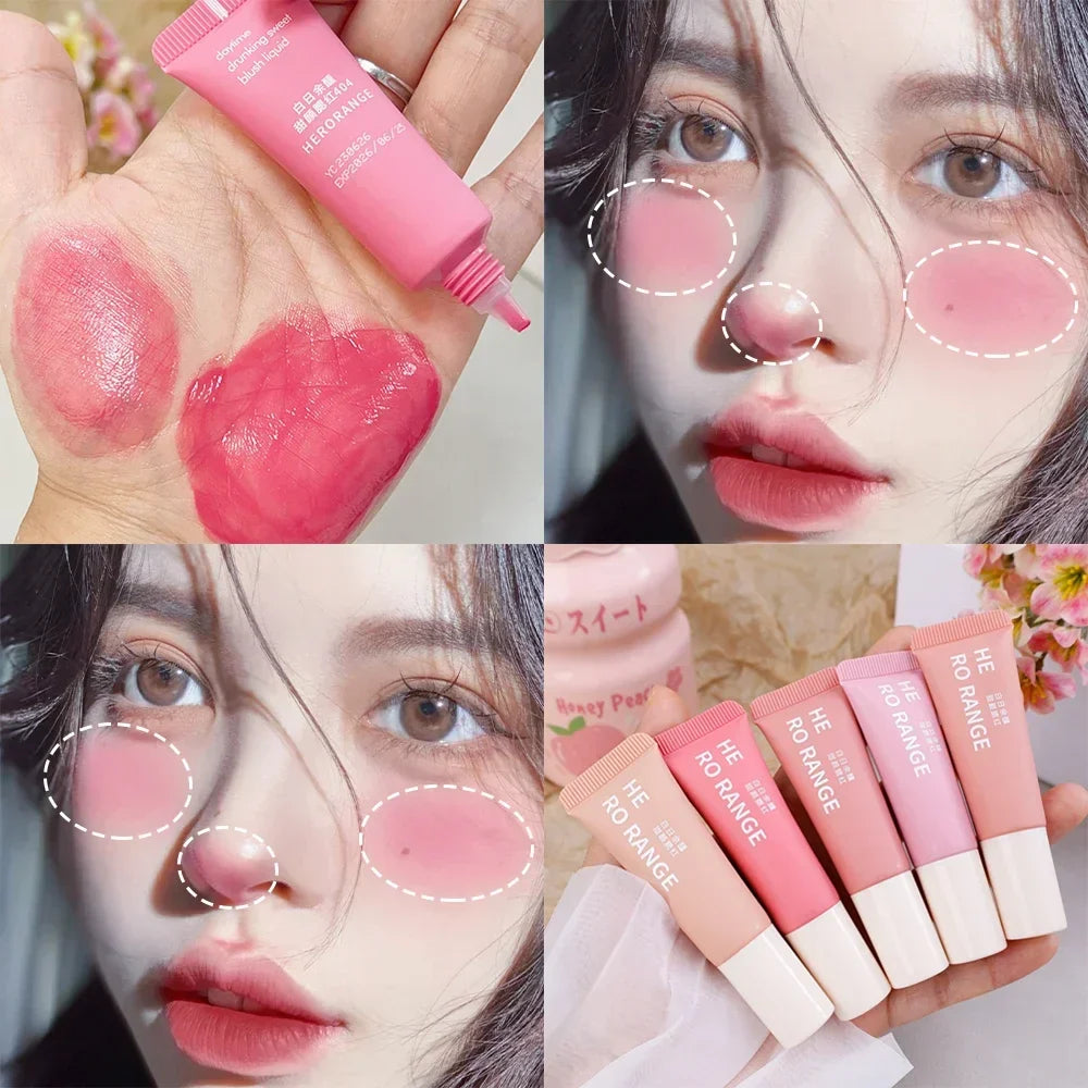 Rynx | Smooth Liquid Blush Cheek Ink Sponge Matte Gentle Face Makeup Blush Pigment Waterproof Long-lasting Creamy Cosmetics