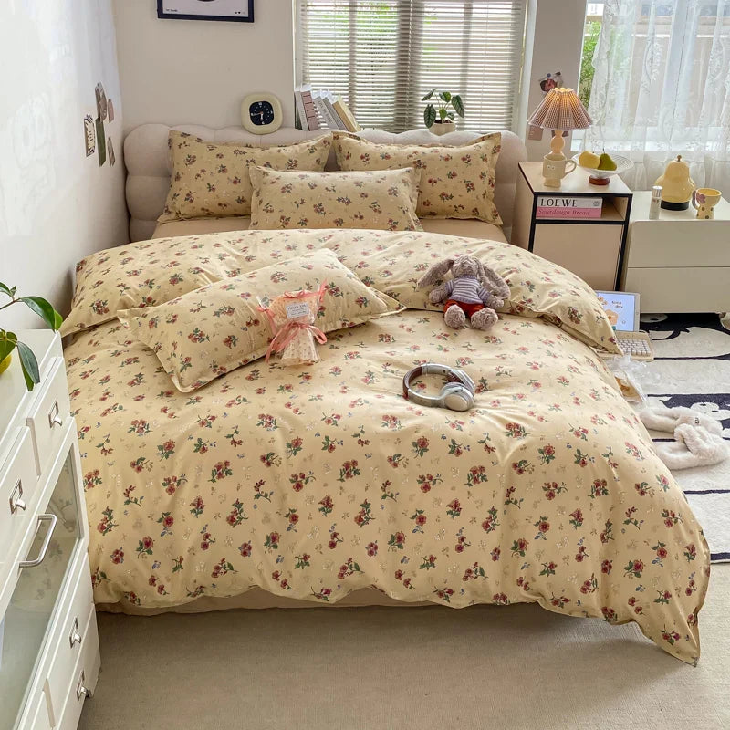 Rynx | Vintage Floral Duvet Cover Set, 3-piece Botanical Bedding Garden Style Flower Reversible Duvet Covers Luxury Soft Breathable