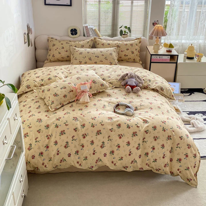Rynx | Vintage Floral Duvet Cover Set, 3-piece Botanical Bedding Garden Style Flower Reversible Duvet Covers Luxury Soft Breathable