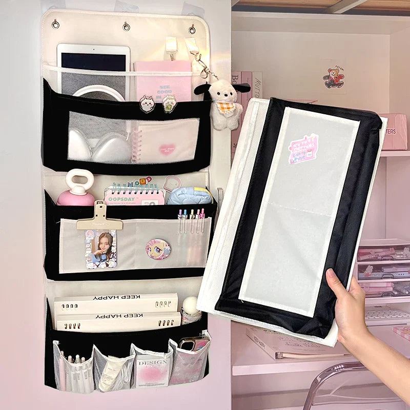 Rynx | Multi-layer Fabric Storage Hanging Bag Organizer Large Capacity Pockets Folding Knickknack Stationery Jewelry Hanging Case