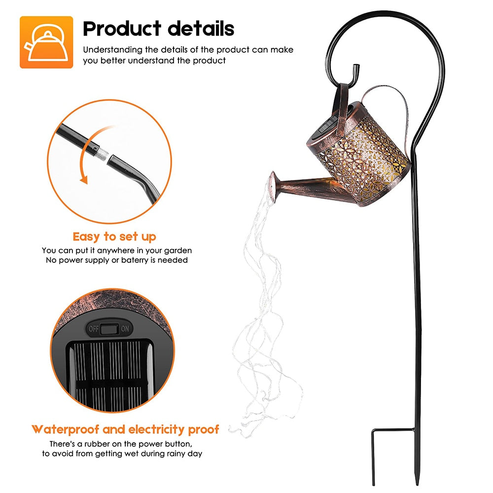 Lisslune | Garden Watering Solar-Powered Can Patio Light