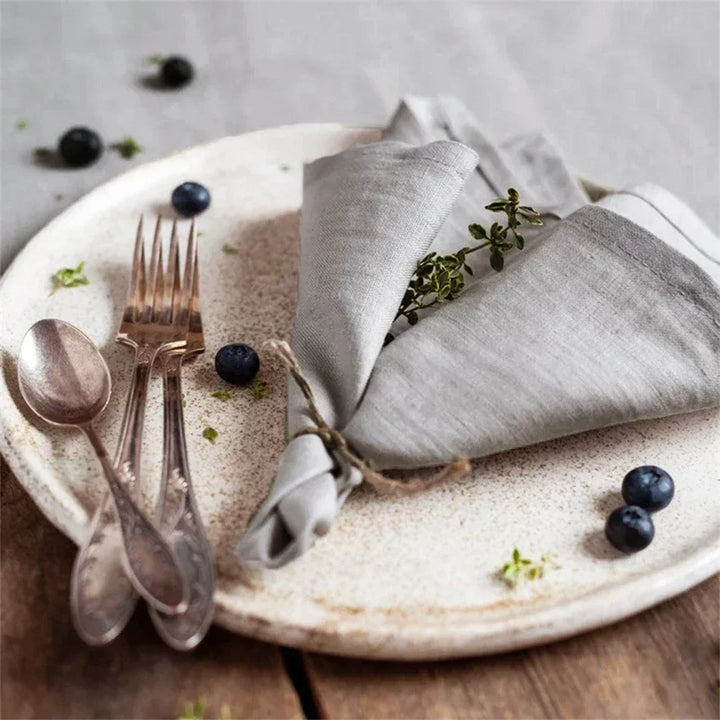 Rynx | 12PCS pure linen table napkins, 40x40cm sage green soft comfortable tea towel, square napkin for wedding dinner party decoration
