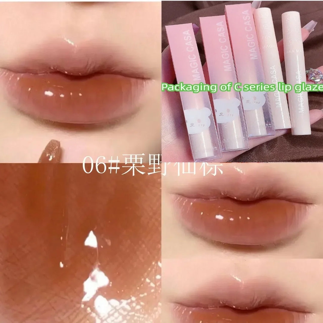 Rynx | Cute Bear Lip Gloss Crystal Jelly Mirror Waterproof Liquid Lipstick Moisturizing Reducing Lip Wrinkles Long-lasting Lip Tint Makeup