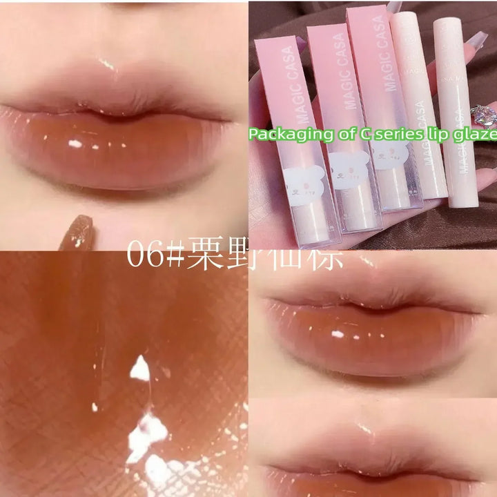 Rynx | Cute Bear Lip Gloss Crystal Jelly Mirror Waterproof Liquid Lipstick Moisturizing Reducing Lip Wrinkles Long-lasting Lip Tint Makeup