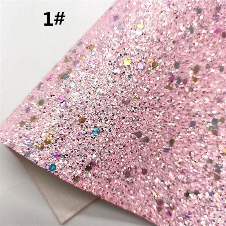 Lisslune | Sparkling Pink Heart & Cloud Synthetic Leather Crafting Sheet - Ideal for DIY Projects
