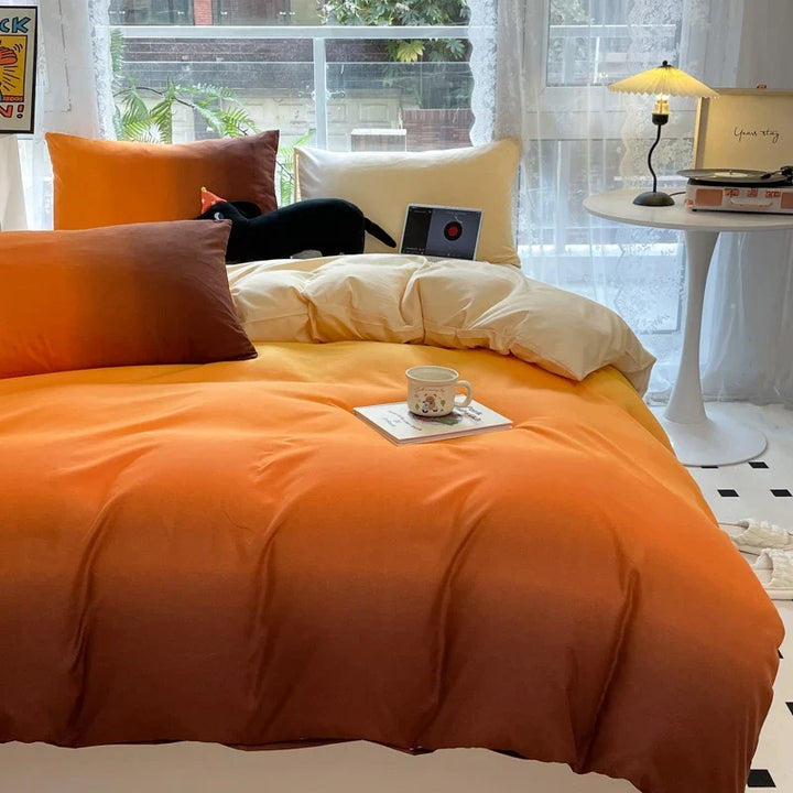 Rynx | Ins Gradient Bedding Sets Duvet Cover Sheet Set with Pillowcase Bedding Set for Queen/King Size Bed bedspreads