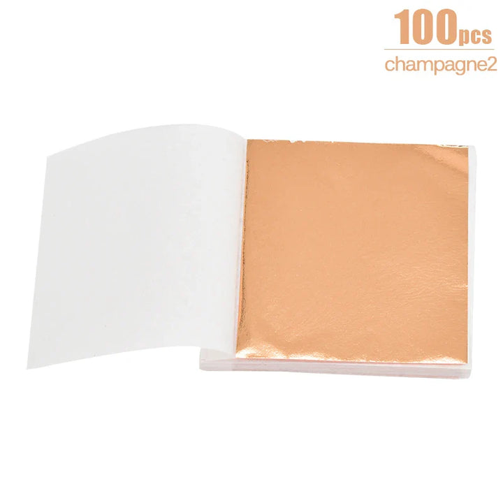 Rynx 100/200 Sheets Artificial Gold Silver Foil Paper Leaf Gilding DIY Crafts Paper Birthday Party Wedding Cake Dessert Decorations