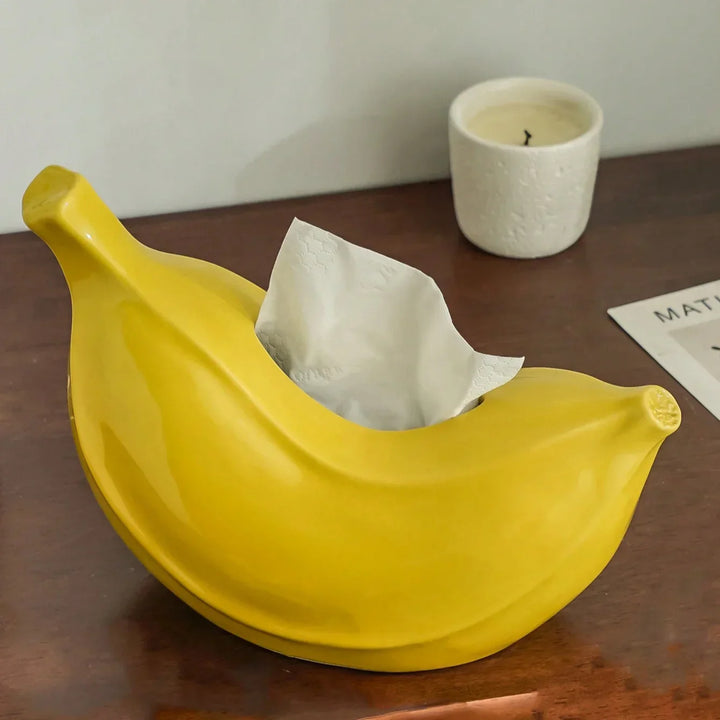 Rynx | Ceramic Banana Napkin Holder Creative Napkin Box Restaurant Bedroom Napkin Holder Wet Wipe Box Napkin Holder Decoration