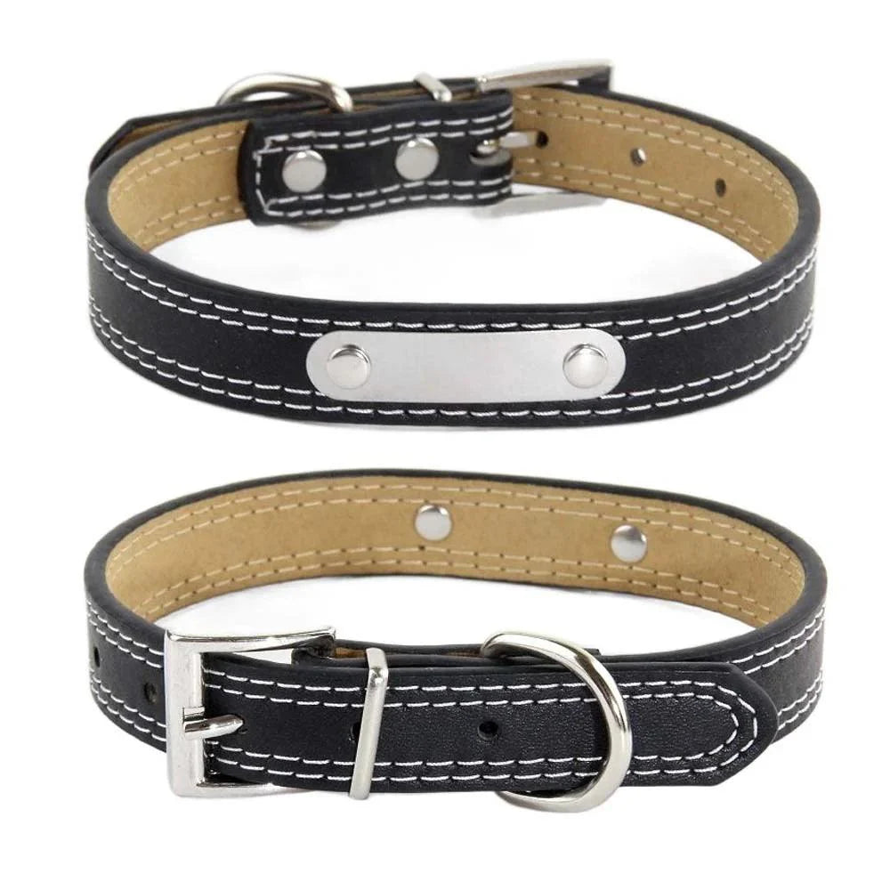 Lisslune | Glamorous Personalized Engraved Leather Dog Collar with Sparkling Accents