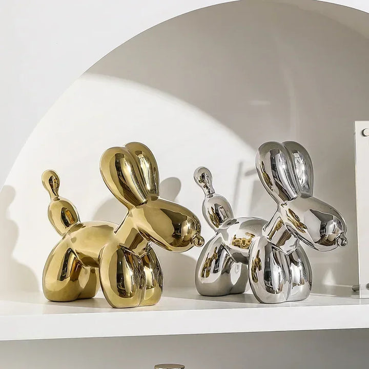Lisslune | Nordic Ceramic Balloon Dog Sculpture Gold Animal Decorations Statue Living Room Ornaments Creative Desktop Ornament Home Decor