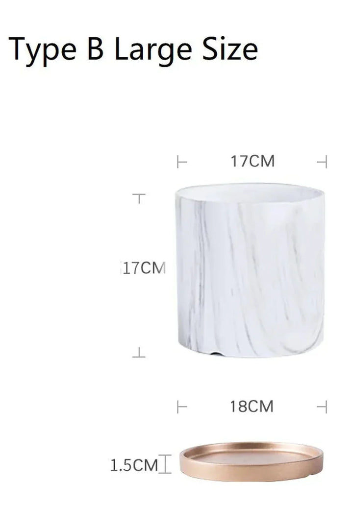 Lisslune | Marble Gold Leaf Plant Pot Set
