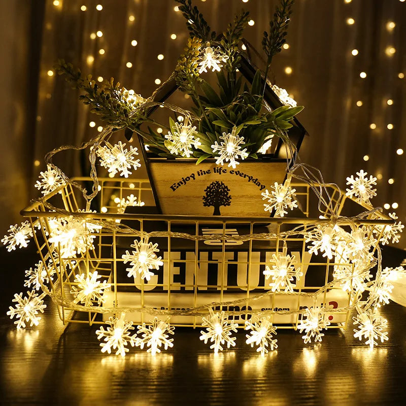 Rynx Snowflake LED Light Christmas Decorations For Home Hanging Garland Christmas Tree Decor Ornament Christmas Xmas Gift New Year