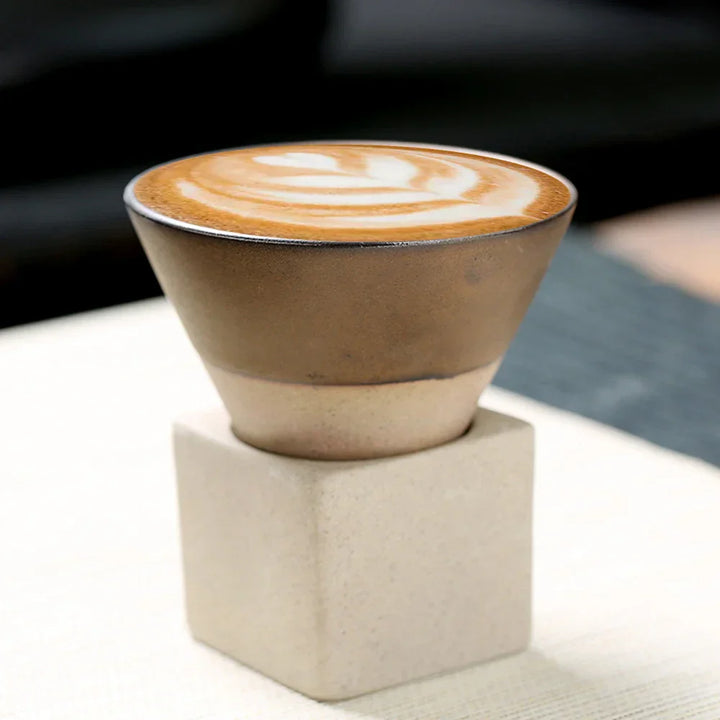 Lisslune | Japanese coffee cup with saucer, 1 piece, retro ceramic tea cup, mug, latte, espresso, pull0, flower cappuccino, new ceramic cup, 100 ml/3.5 oz