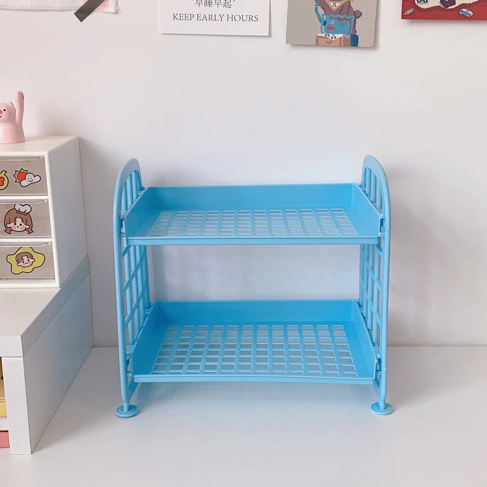 Rynx | Sweet Room Storage Organizer Storage Shelf Kawaii 2-Layer Desktop Cosmetic Jewelry Storage Shelf Bathroom Shelf Storage Rack
