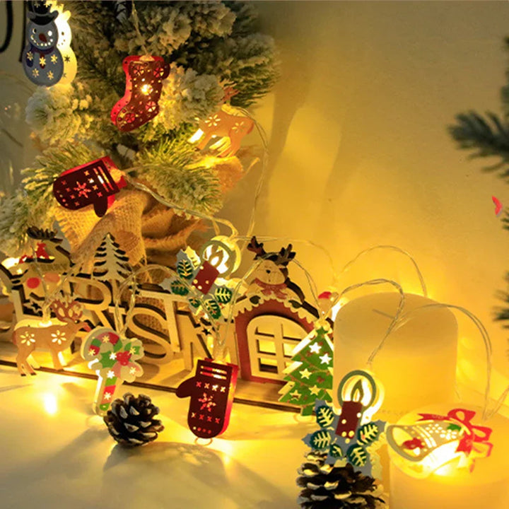 Rynx | LED Fairy Lights Garland Deer Gloves Bells Garland Battery Operated Light Living Room Bedroom Garden Decor Iron Decorative Lamp
