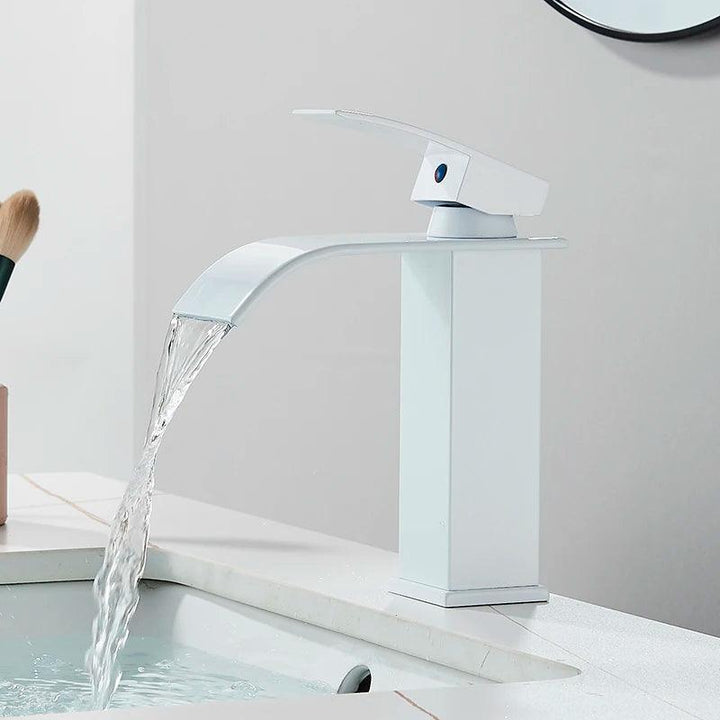 Lisslune | Modern black waterfall faucet with chrome accents for stylish bathrooms