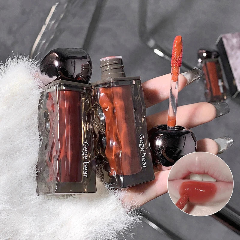 Rynx | Dark Purple Lipgloss Water Light long-lasting clear moisturizing Mirror Pink Peach Lip Tint non-sticky Cup liquid lipstick Makeup