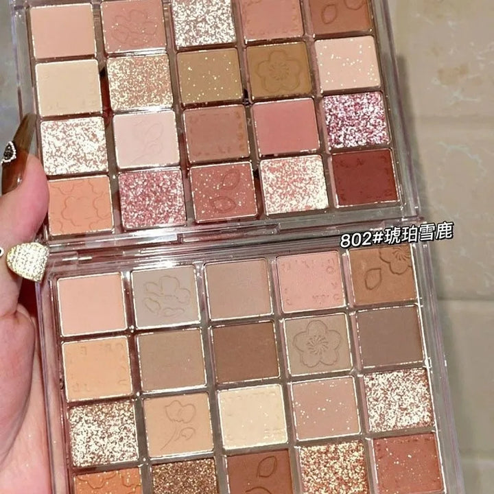 Rynx | 20/9 Colors Peach Blossom Eyeshadow Palette Glitter Cream Shimmer Shine Waterproof Korean Palette Natural Matte Eye Pigments