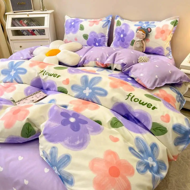Rynx | Tulip Duvet Cover Set with Bed Sheets Pillowcases Fashion Twin Double Queen Size Bedding Soft Boys Girls Bedding Set