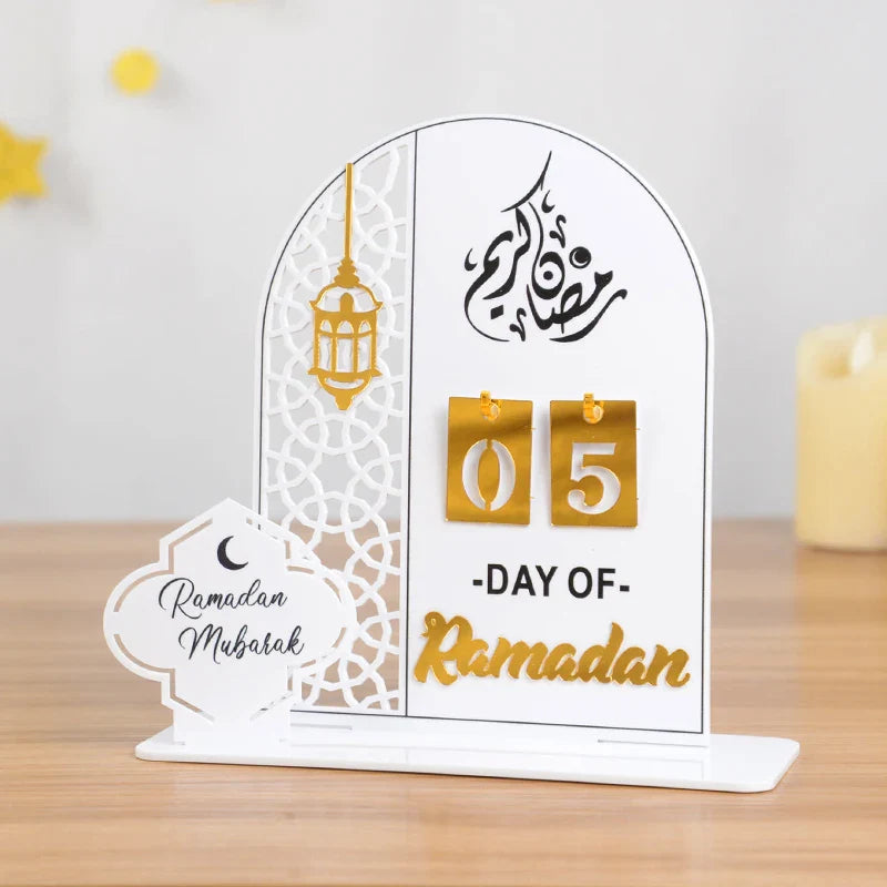 Rynx Acrylic Ramadan Countdown Calendar Gifts Day of Ramadan Calendar with Replacement Number Eid Mubarak Home Decoration Ornament
