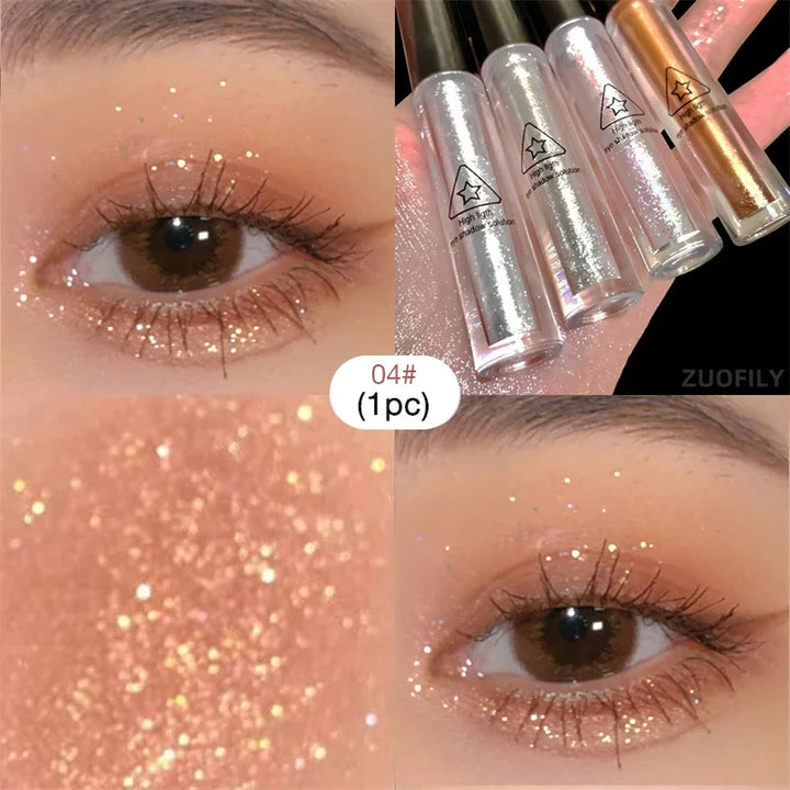 Lisslune | 4pcs/1pcs Flüssiger Lidschatten Perlen Glitzer Lang anhaltend Wasserdicht Flüssiger Lidschatten Schnelltrocknender Glitzer Schimmer Augen Make-up