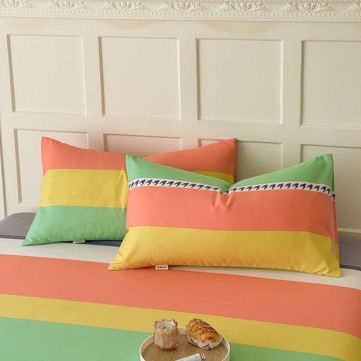 Rynx | 100% Cotton Thickened Pillowcase 48cm*74cm 2 Pieces Beauty Floral Print Pillowcase for Bedroom
