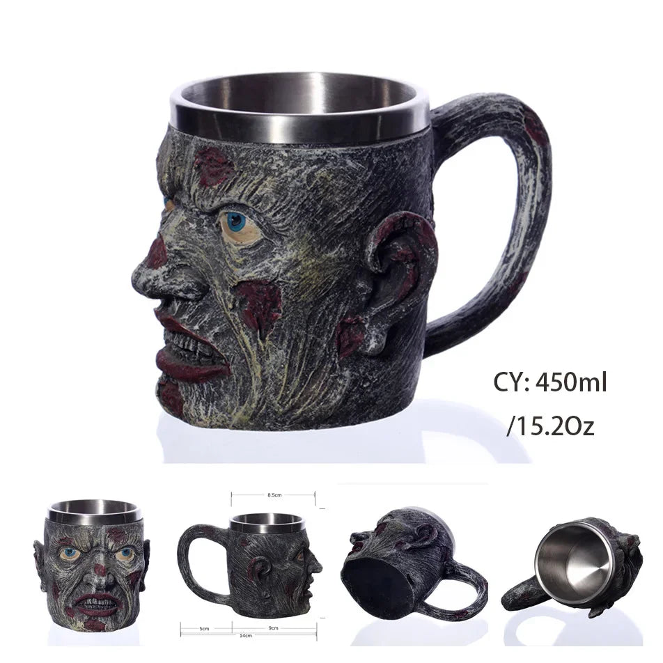 Lisslune | Medieval Dragon Resin Stainless Steel Mug as Coffee Mug or Tea Mug