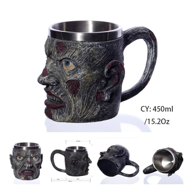 Lisslune | Medieval Dragon Resin Stainless Steel Mug as Coffee Mug or Tea Mug