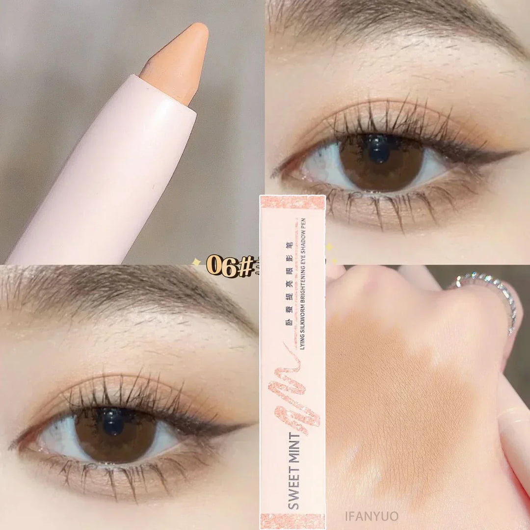 Rynx | 14 Colors White Eyeliner Shiny Glitter Eyeshadow Pencil Eye Liner Pencil Matte Brown Pink Pearl Eyes Makeup Brighten Silk Worm
