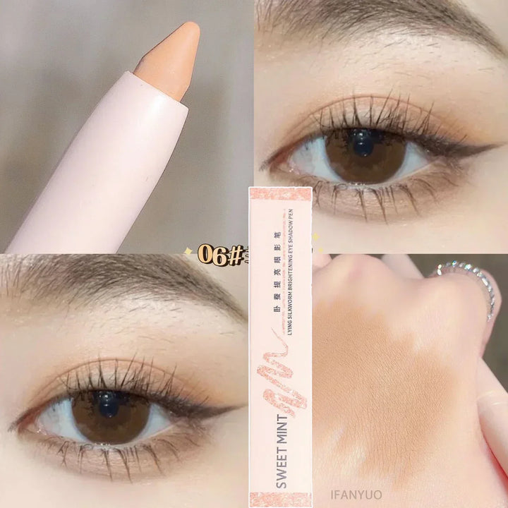 Rynx | 14 Colors White Eyeliner Shiny Glitter Eyeshadow Pencil Eye Liner Pencil Matte Brown Pink Pearl Eyes Makeup Brighten Silk Worm