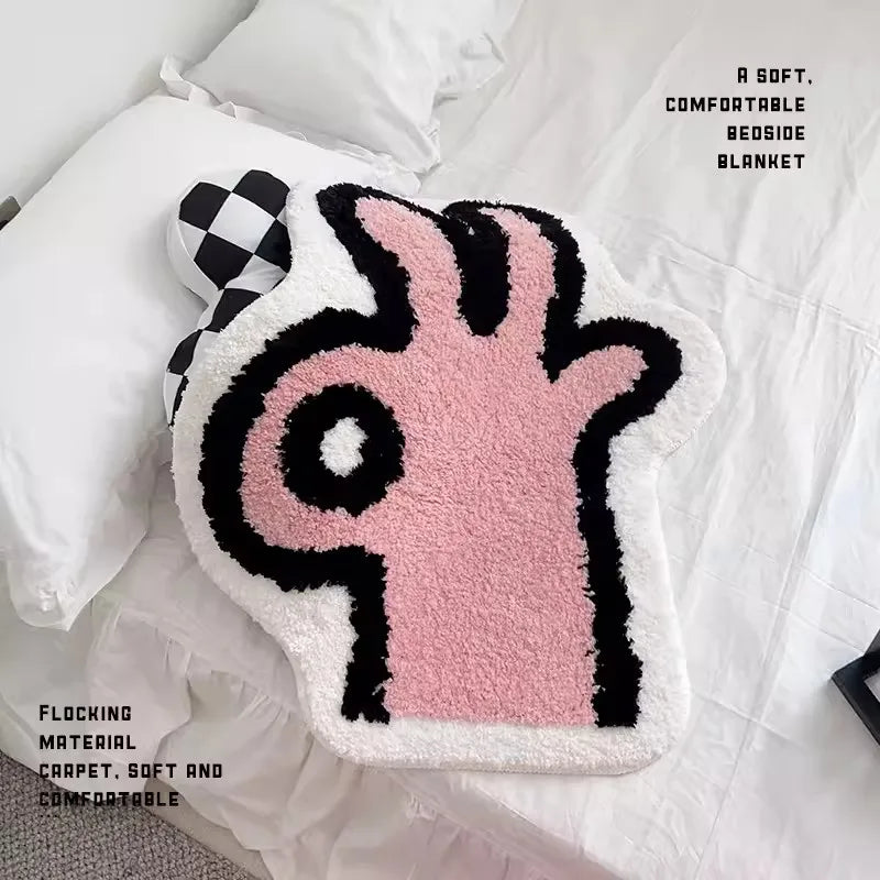 Rynx | Tufting OK Bedroom Mat Kawaii Hand Living Room Rug Bath Mat Non-Slip Rug Floor Mat Doormat Aesthetic Home Decor 65x80cm