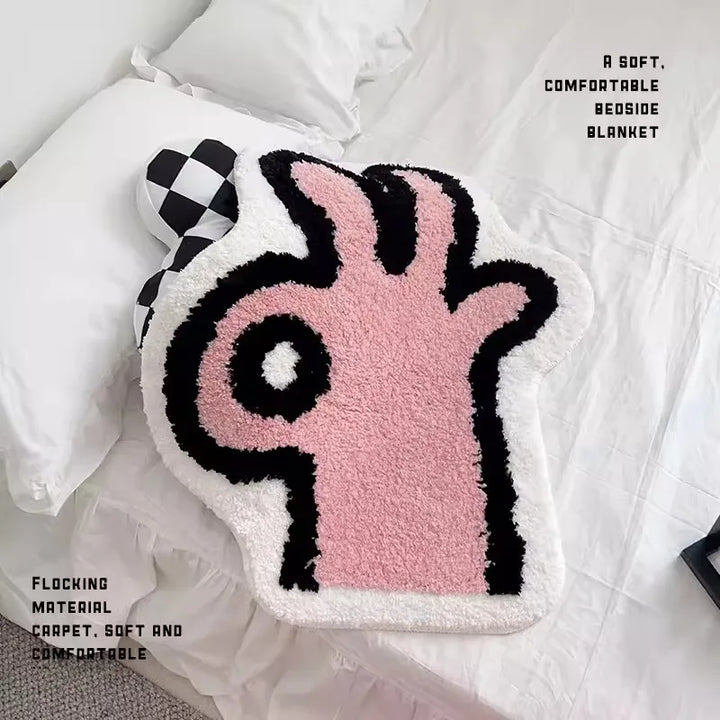 Rynx | Tufting OK Bedroom Mat Kawaii Hand Living Room Rug Bath Mat Non-Slip Rug Floor Mat Doormat Aesthetic Home Decor 65x80cm