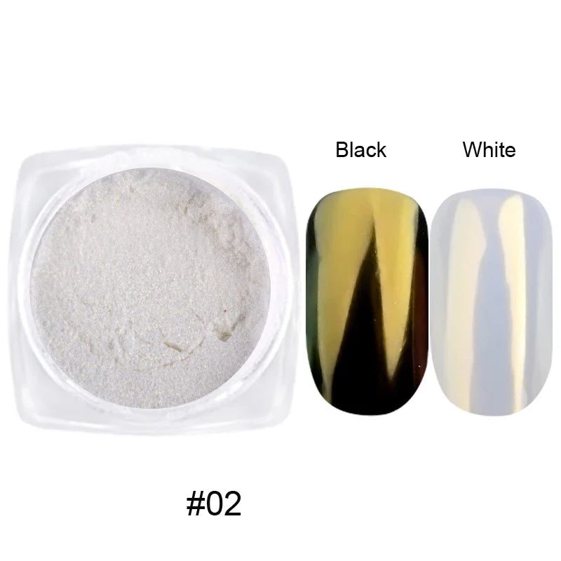 Rynx | 1jar Plating Aurora Chrome Nail Powder High Gloss Moonlight Mirror Fine Glitter Pigment Aurora Pearl Rub Dust Chrome Nails