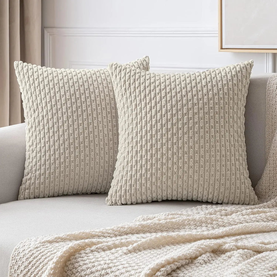 Lisslune | Boho Ribbed Corduroy Cushion Cover – Stylish Striped Decorative Pillowcase for Sofa or Bed