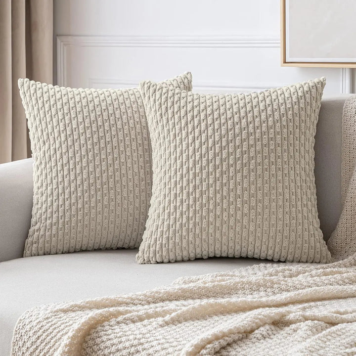Lisslune | Boho Ribbed Corduroy Cushion Cover – Stylish Striped Decorative Pillowcase for Sofa or Bed