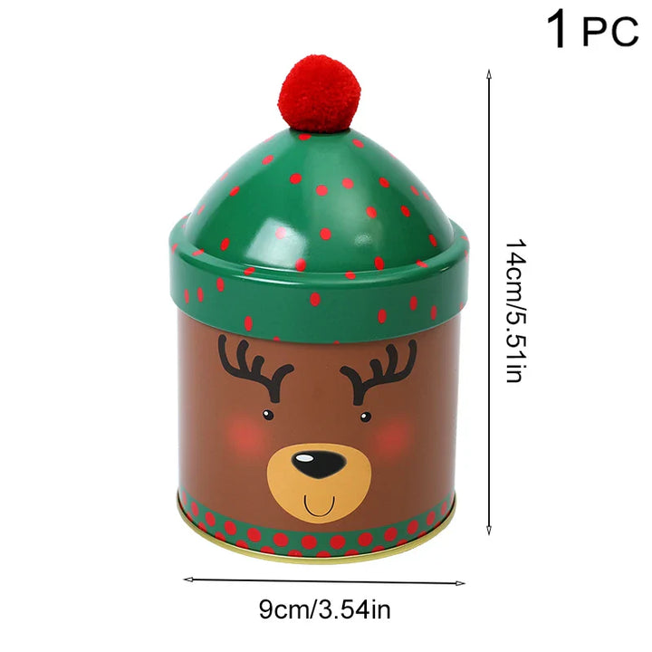 Rynx Christmas Candy Storage Box Can Metal Jar Biscuit Packaging Box Christmas Party Decoration Accessories New Year Children's Gift