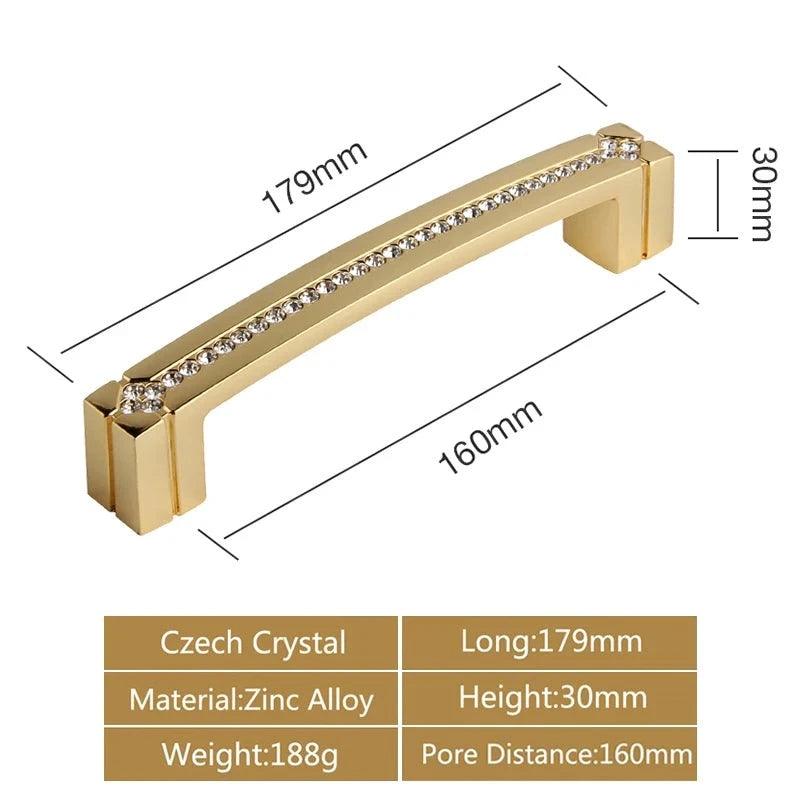 Lisslune | Luxurious Gold and Crystal Cabinet Handles - Exquisite Design and Lasting Quality