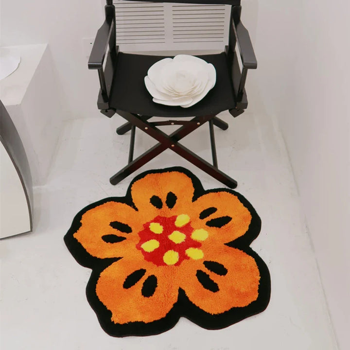 Rynx | Chic Tufting Floral Living Room Rug Light Begonia Bedroom Rug Area Floor Cushion Non-Slip Mat Doormat Aesthetic Home Decor