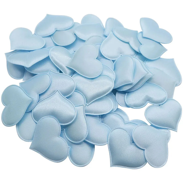 Rynx 100pcs 35mm Romantic Sponge Satin Fabric Heart Petals Wedding Confetti Table Bed Heart Petals Wedding Valentine's Day Decoration